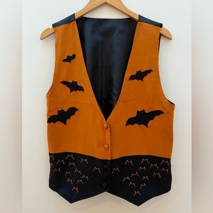 Halloween Vest with Bats Black and Orange Vest